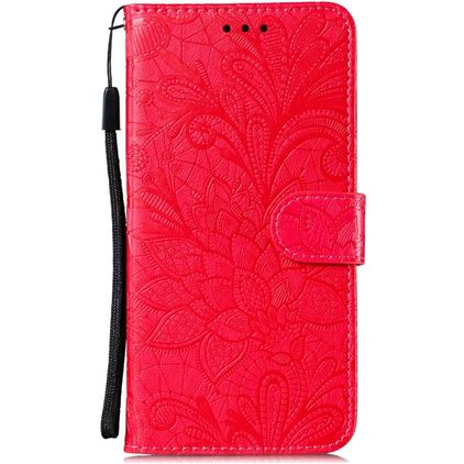 Mobigear Flowers Samsung Galaxy M51 Hülle Klapphülle Geldbörse - Rot