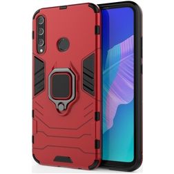 Mobigear Armor Ring Huawei P40 Lite E Hardcase Backcover Shockproof mit Ringhalter - Rot