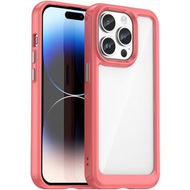 Mobigear Crystal iPhone 15 Pro Max Hülle Hardcase Backcover - Transparent / Rot