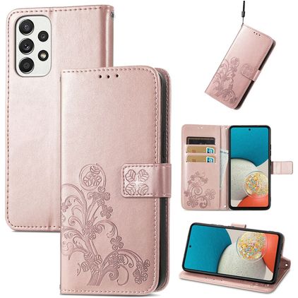 Mobigear Clover Samsung Galaxy A73 Hülle Klapphülle Geldbörse - Roségold
