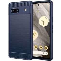 Mobigear Brushed Slim Google Pixel 7a Hülle Flexibles TPU Backcover - Blau
