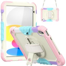 Mobigear SureGrip Xtreme iPad 11 (2025) Hülle Kunststoff,Silikon Backcover + Schulterträger + Ständer - Rainbow