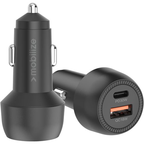 Mobilize Dual USB / USB-C Autoladegerät Power Delivery 48W - Schwarz