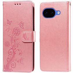 Mobigear Flowers Google Pixel 10a Hülle Klapphülle Geldbörse - Roségold