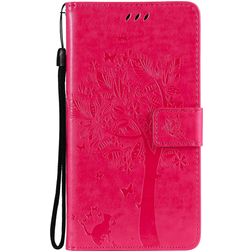 Mobigear Tree Samsung Galaxy S21 Hülle Klapphülle Geldbörse - Magenta