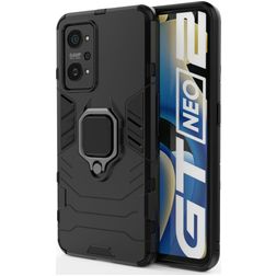 Mobigear Armor Ring Realme GT Neo 3T Hülle Hardcase Backcover Stoßfest mit Ringhalter - Schwarz
