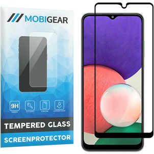 Mobigear Premium Samsung Galaxy A22 5G Panzerglas Gehärtetes Glas Displayschutz - Hüllenfreundlich - Schwarz