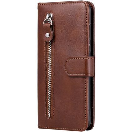 Mobigear Zipper Xiaomi Mi Note 10 Lite Hülle Klapphülle Geldbörse - Braun