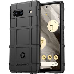 Mobigear Rugged Shield Google Pixel 7a Hülle Flexibles TPU Backcover Stoßfest - Schwarz