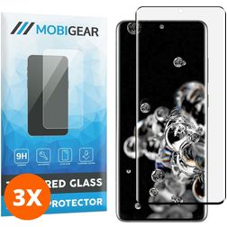 Mobigear Curved Samsung Galaxy S20 Ultra Panzerglas Gehärtetes Glas Displayschutz - Hüllenfreundlich - Schwarz (3er Pack)