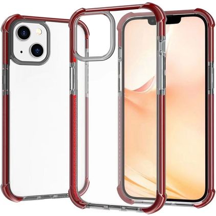 Mobigear Full Bumper iPhone 14 Hülle Hardcase Backcover Stoßfest - Transparent / Rot