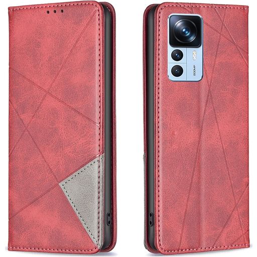 Mobigear Rhombus Slim Xiaomi 12T Hülle Klapphülle - Rot