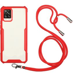 Mobigear Lanyard Samsung Galaxy A72 Flexibles TPU Handykette - Transparent / Rot