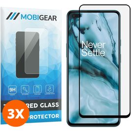 Mobigear Premium OnePlus Nord Panzerglas Gehärtetes Glas Displayschutz - Hüllenfreundlich - Schwarz (3er Pack)