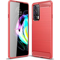 Mobigear Brushed Slim Motorola Edge 20 Hülle Flexibles TPU Backcover - Rot