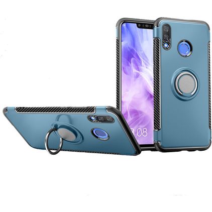 Mobigear Armor Ring Huawei Nova 3 Hülle Hardcase Backcover Stoßfest mit Ringhalter - Blau