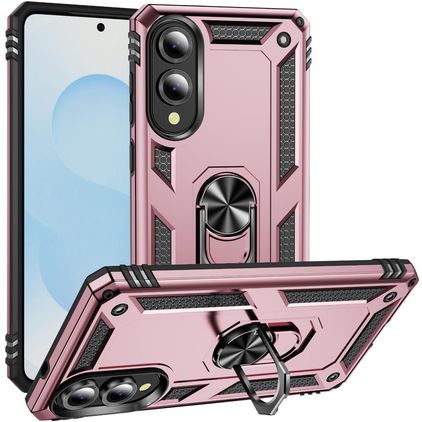 Mobigear Armor Ring Samsung Galaxy S25 Edge Hülle Hardcase Backcover Stoßfest mit Ringhalter - Roségold