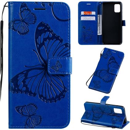 Mobigear Butterfly Samsung Galaxy A51 Hülle Klapphülle Geldbörse - Blau