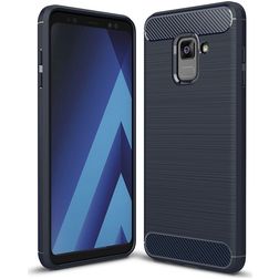 Mobigear Brushed Slim Samsung Galaxy A8 (2018) Hülle Flexibles TPU Backcover - Marineblau
