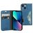 Mobiparts Classic Wallet iPhone 13 Mini Hülle Klapphülle Geldbörse - Steel Blue