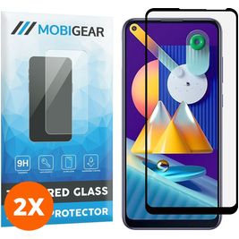 Mobigear Premium Samsung Galaxy M11 Panzerglas Gehärtetes Glas Displayschutz - Hüllenfreundlich - Schwarz (2er Pack)