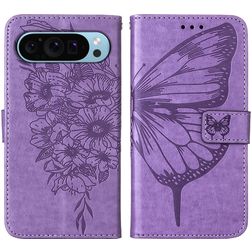 Mobigear Butterfly Google Pixel 9 Hülle Klapphülle Geldbörse - Lila