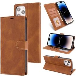 Mobigear Wallet iPhone 14 Pro Hülle Klapphülle Geldbörse - Braun