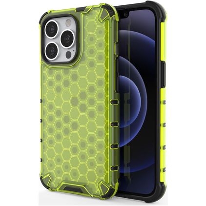 Mobigear Honeycomb iPhone 14 Pro Max Hülle Hardcase Backcover Stoßfest - Grün