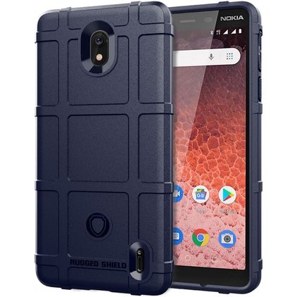 Mobigear Rugged Shield Nokia 1 Plus Hülle Flexibles TPU Backcover Stoßfest - Blau