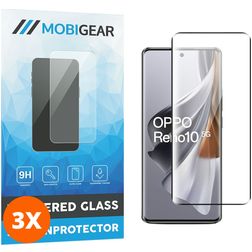 Mobigear Premium OPPO Reno 10 Panzerglas Gehärtetes Glas Displayschutz - Hüllenfreundlich - Schwarz (3er Pack)