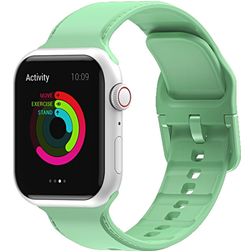 Mobigear Dashed Silikon Apple Watch Armband Dornschließe - 49/46/45/44 mm - Pastellgrün