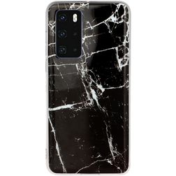 Mobigear Marble Huawei P40 Hülle Flexibles TPU Backcover - Schwarz