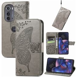 Mobigear Butterfly Motorola Edge (2022) Hülle Klapphülle Geldbörse - Grau