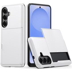 Mobigear Card Samsung Galaxy S26 Hülle Hardcase Backcover Stoßfest mit Kartenhalter - Weiß