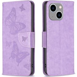 Mobigear Butterfly iPhone 15 Plus Hülle Klapphülle Geldbörse - Lila