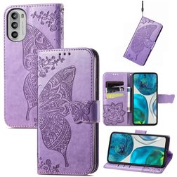 Mobigear Butterfly Motorola Moto G52 Hülle Klapphülle Geldbörse - Lila