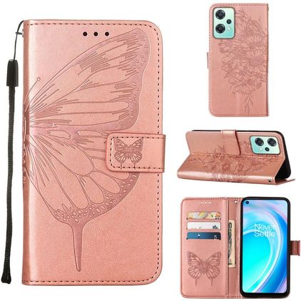 Mobigear Butterfly OnePlus Nord CE 2 Lite 5G Hülle Klapphülle Geldbörse - Roségold