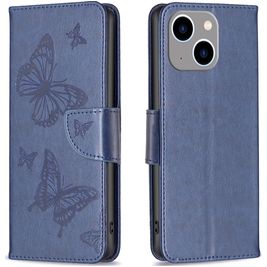 Mobigear Butterfly iPhone 15 Plus Hülle Klapphülle Geldbörse - Blau