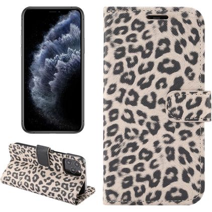 Mobigear Leopard iPhone 13 Pro Hülle Klapphülle Geldbörse - Braun