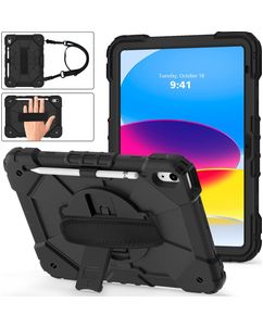 Mobigear SureGrip Xtreme iPad 11 (2025) Hülle Kunststoff,Silikon Backcover + Schulterträger + Ständer - Schwarz