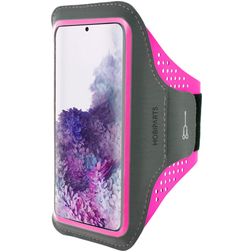Mobiparts Comfort Fit Handyhalterung Joggen Samsung Galaxy S20 Plus Sporthülle Neopren Sportarmband - Neon Pink