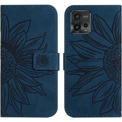Mobigear Sunflower Motorola Moto G72 Hülle Klapphülle Geldbörse - Blau