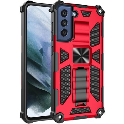 Mobigear Armor Stand Samsung Galaxy S21 FE Hardcase Backcover Shockproof mit Ständer - Rot