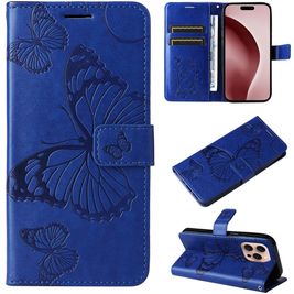 Mobigear Butterfly iPhone 16 Pro Hülle Klapphülle Geldbörse - Blau