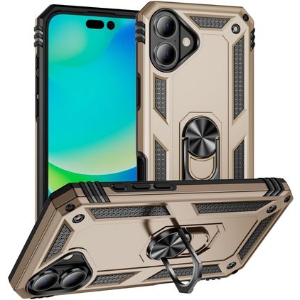 Mobigear Armor Ring iPhone 17 Hardcase Backcover Shockproof mit Ringhalter - Gold