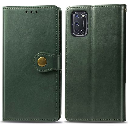 Mobigear Snap Button OPPO A52 Hülle Klapphülle Geldbörse - Grün