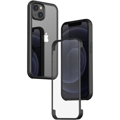Valenta Full Cover iPhone 15 Plus Hülle Gehärtetes Glas Backcover Stoßfest - Transparent / Schwarz