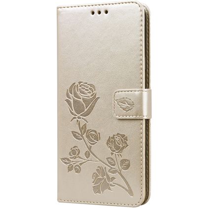 Mobigear Roses Samsung Galaxy A20s Hülle Klapphülle Geldbörse - Gold