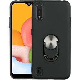 Mobigear Armor Ring Samsung Galaxy A01 Hülle Hardcase Backcover Stoßfest mit Ringhalter - Schwarz