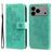 Mobigear Flowers iPhone 17 Pro Max Hülle Klapphülle Geldbörse - Grün